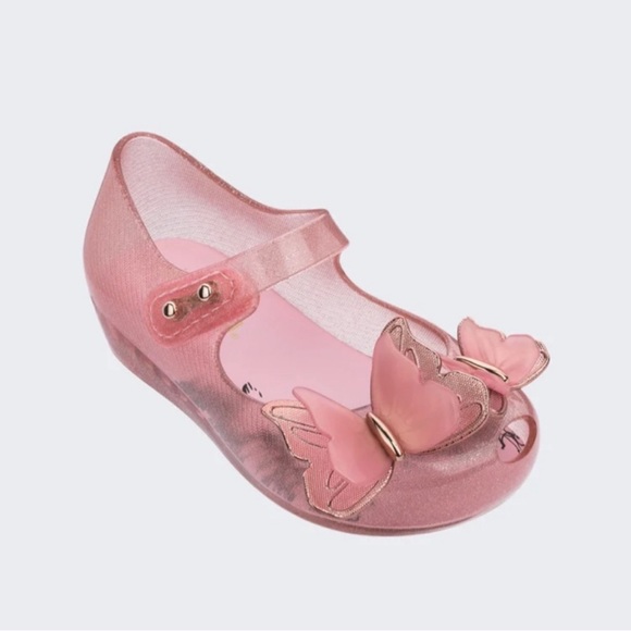 Mini Melissa Other - 🎉 EUC! 🎉 Mini Melissa Ultragirl Pink Butterfly Flat Size 6